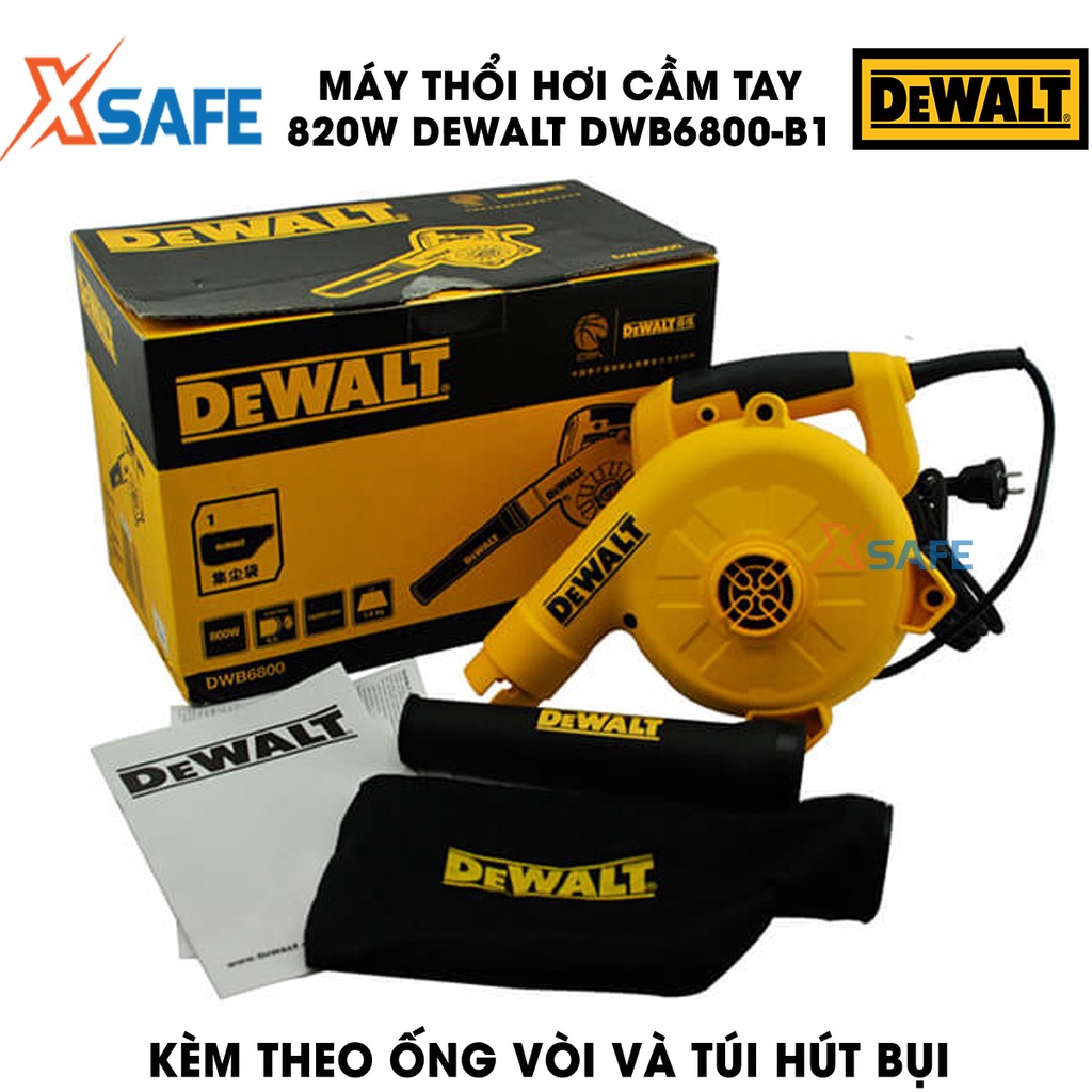 Máy thổi hơi DEWALT DW6800-B1 820W kèm ống vòi, túi hút bụi Máy thổi hơi cầm tay DeWalt đa cấp tốc độ, motor chổi than