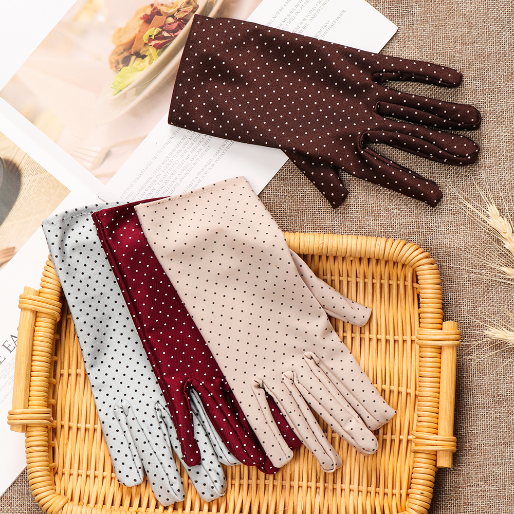 Găng Tay Và Găng Tay Họa Tiết Chấm Bi Chất Liệu Mềm Mại Co Giãn Tốt Thời Trang Cho Nữ