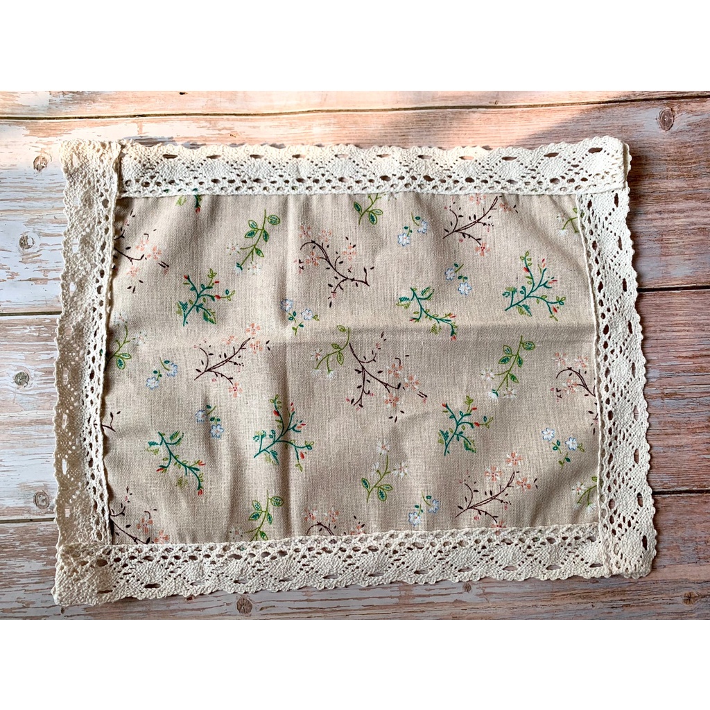 [30*40cm] Tấm lót ly cốc, lót bình hoa, tấm lót bàn ăn viền ren phong cách vintage