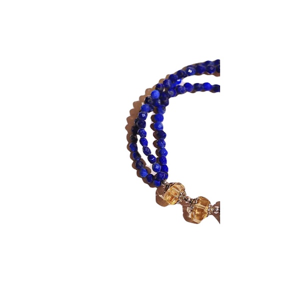 Vòng tay đá thạch anh vàng phối đá sapphire - GaiA by Yang