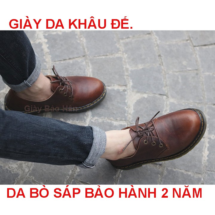 Giày Tây Nam Da Bò Sáp Nâu Mã Dr088