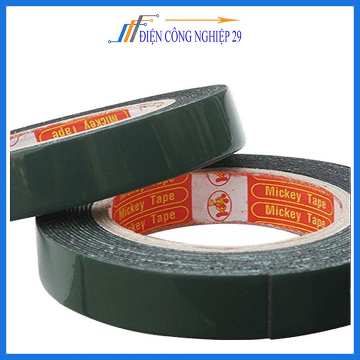 Băng dính 2 mặt 2cm màu xanh siêu dính
