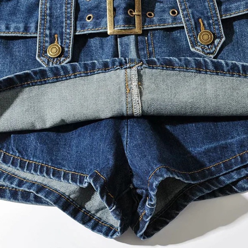 Chân Váy Jean Mini Dáng Ôm Phối Nút Thời Trang Cho Nữ