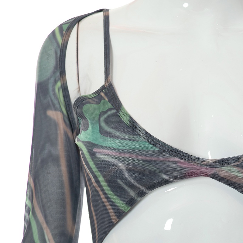 Bộ Bodysuit In Họa Tiết Phối Lưới Gợi Cảm Cho Nữ | BigBuy360 - bigbuy360.vn