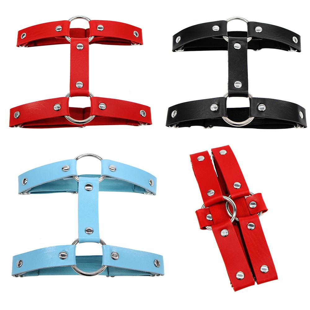 Dây Nịt Đùi Bằng Da Co Giãn 2 Hàng Nhiều Màu Sắc Có Thể Điều Chỉnh Phong Cách Gothic