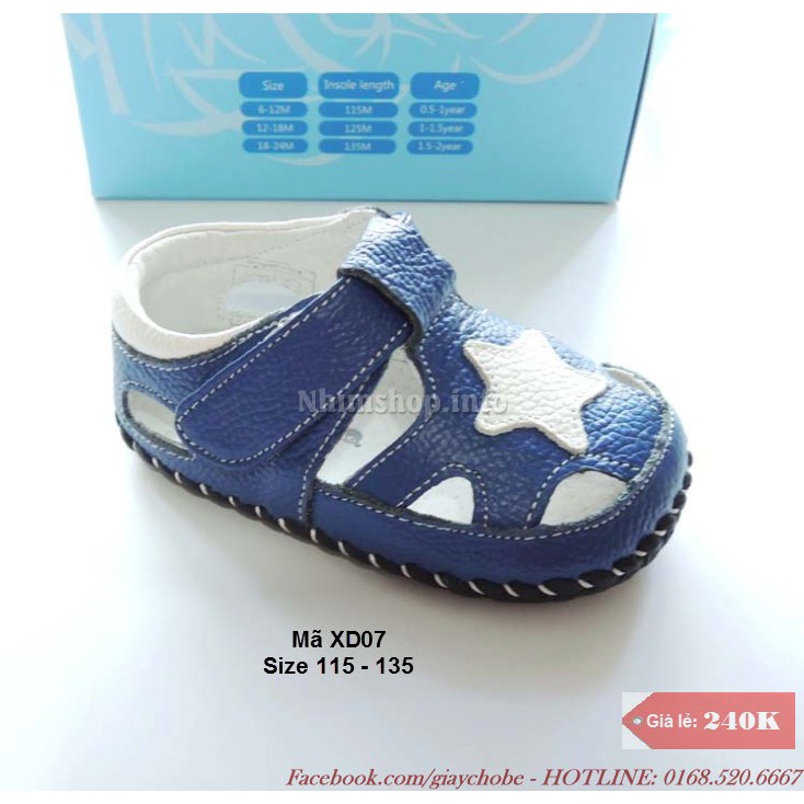 Dép sandal  cho bé tập đi 0 - 6 tháng XD07
