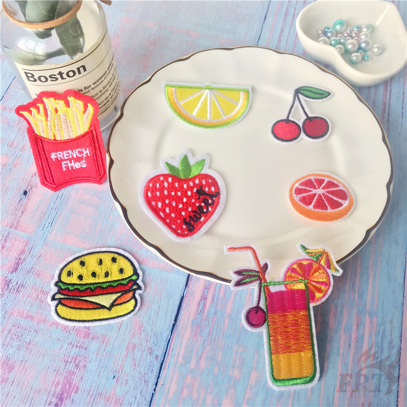 Miếng ủi thêu trang trí quần áo hình thức ăn dễ thương xinh xắn