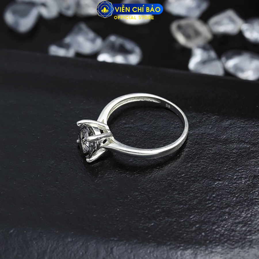 Nhẫn bạc nữ tóc đen không viền đá chất liệu bạc 925 thời trang phụ kiện trang sức Viễn Chí Bảo N600031