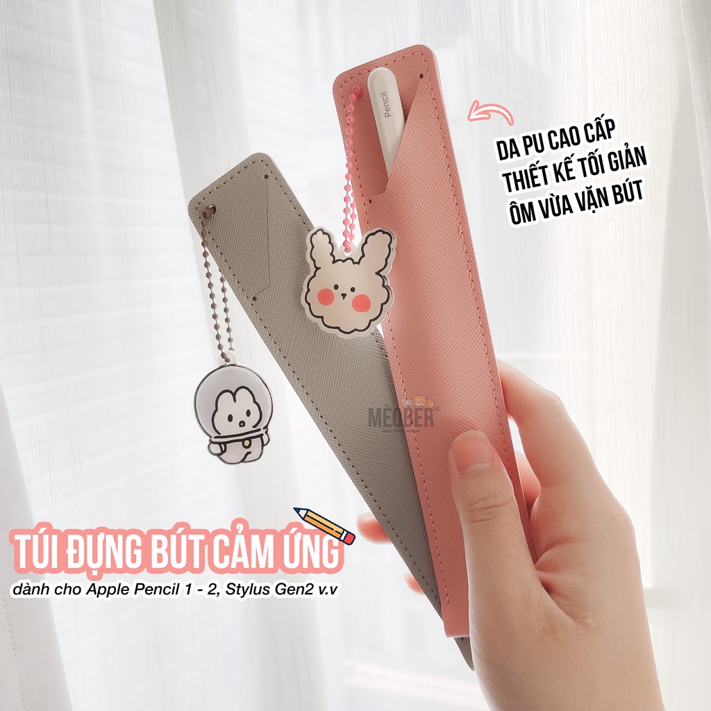 Túi đựng bút cảm ứng dành cho táo Pencil 1 & 2, Stylus Gen2 - Chất liệu da PU Cao cấp, Tặng kèm keychain cute