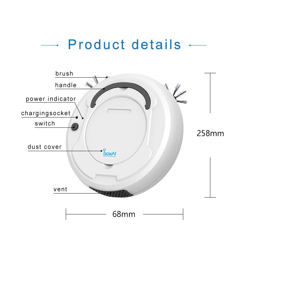 [Có sẵn] Robot hút bụi Bowai thế hệ mới 3 trong 1: Quét nhà, hút bụi, lau nhà