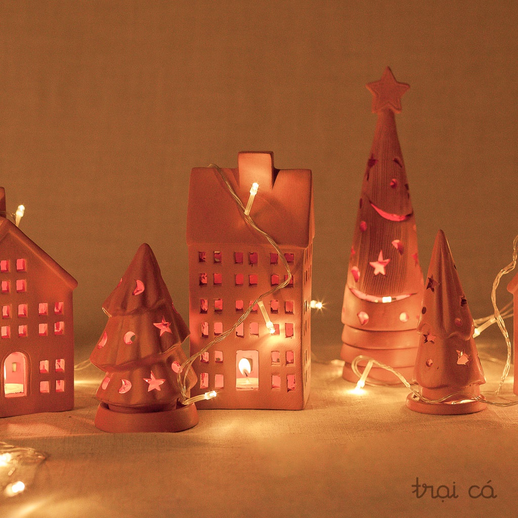 Cây Thông Noel Đất Nung TRẠI CÁ HOME Trang Trí Giáng Sinh