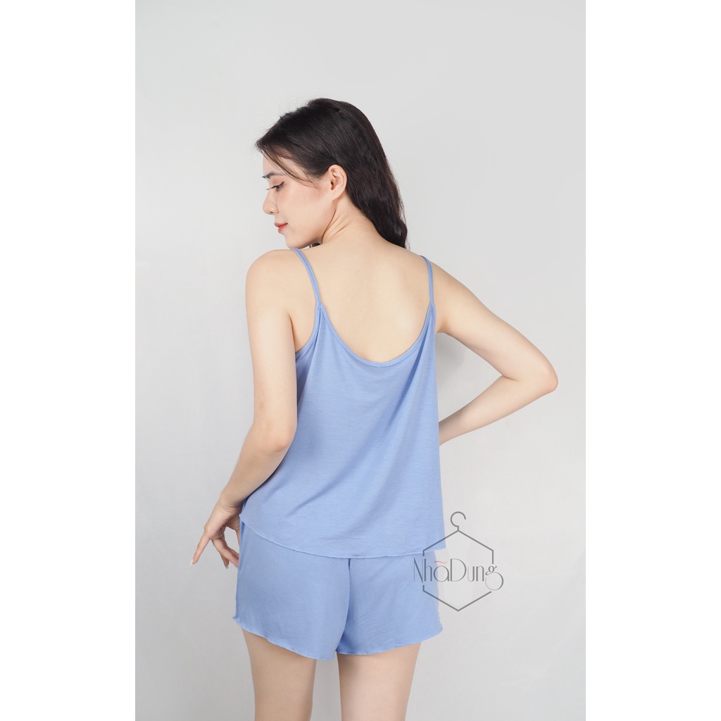 &lt;A10&gt; Bộ đồ ngủ mặc nhà thiết kế 2 dây trơn vải thun cotton co dãn 4 chiều kiểu dáng sexy Nhã Dung Store dưới 65kg