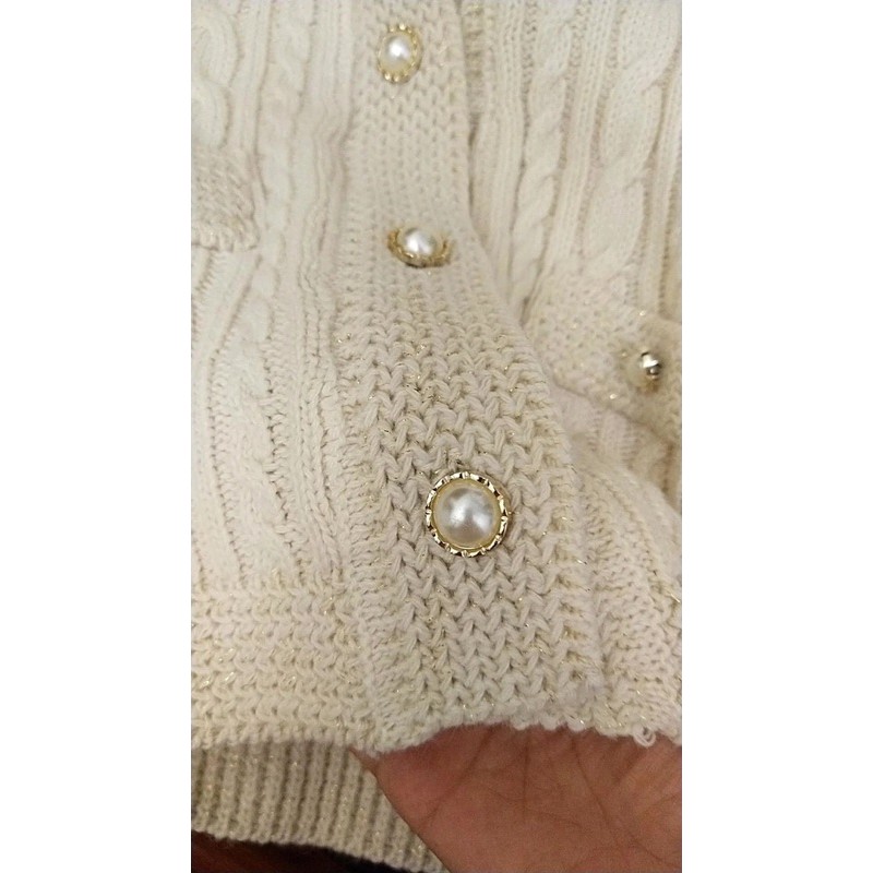 Áo khoác len cadigan  viền  kim sa