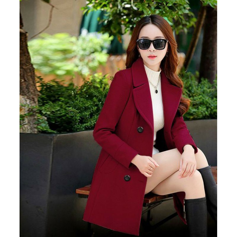 Hàng nhập - Áo khoác dạ lì 6 nút sang trọng, áo dạ thu cổ vest blazer thu đông