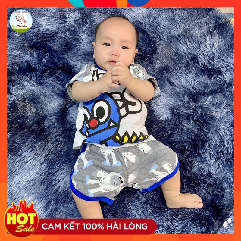 Bộ thun cotton hè bé trai gái 7kg-25kg hình ngộ nghĩnh cho bé xuất xịn Moomstore nhiều màu