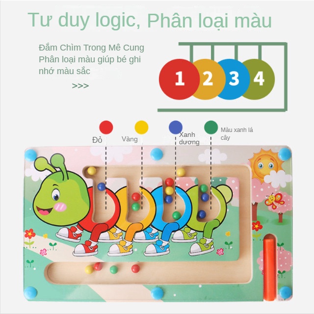 Đồ chơi trí tuệ tư duy, Phân loại màu trong mê cung bằng bút có nam châm, bé chơi thành thạo cái này sẽ rất thông minh