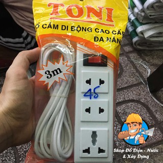 Ổ cắm điện 3 lỗ TONY chịu nhiệt - dây 3M - công suất 2200W
