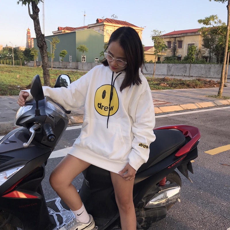 Áo hoodie drew in hình mặt cười  nam nữ chất nỉ ngoại mềm mịn fom rộng unisex oversize đến 68kg sẵn nhiều màu TA 8777