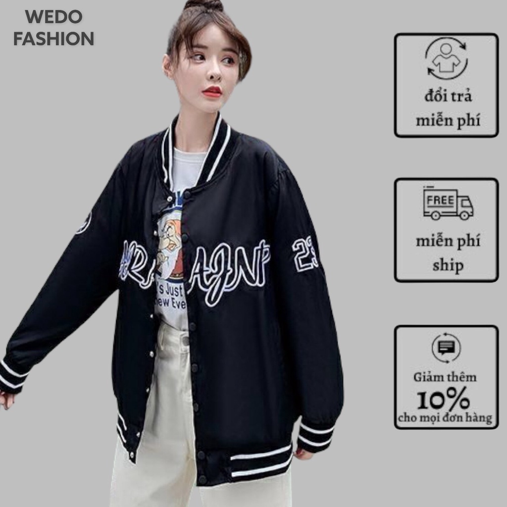 Áo Bomber nữ ARAFAN 23, vải dù hai lớp phối nút bấm, phong cách streetwear cá tính WEDO