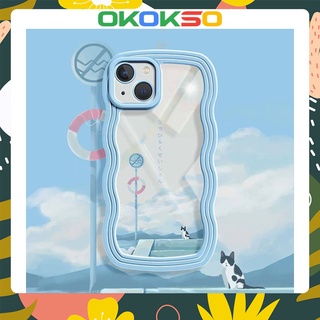Suitable for OPPO Reno7pro mobile phone shell reno6/5PRO new cartoon wave side landscape cat anti-fall mobile phone cover soft R17 couple models