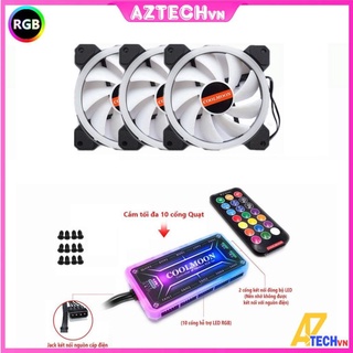 Quạt tản nhiệt, bộ kit 3 fan led rgb coolmoon – có hub rgb chính hãng