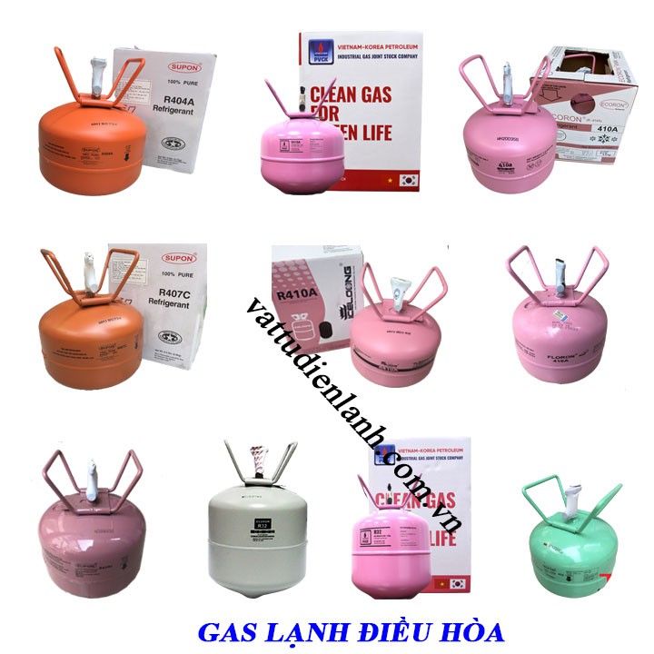 Gas lạnh - Môi chất lạnh các loại bình nhỏ R22 R32 R134 R404 R407 R410 R600