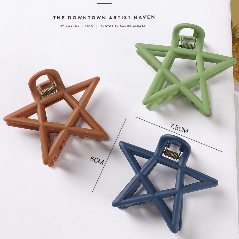 Kẹp Tóc Càng Cua Hình Ngôi Sao Năm Cánh Màu Trơn 7.5Cm