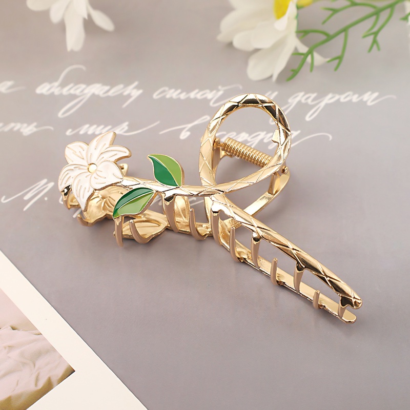 Kẹp Tóc Kim Loại Hình Hoa lily Màu Vàng Thời Trang Cho Nữ