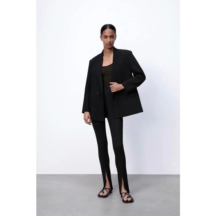 Áo blazer suông 2 lớp be đen nữ cao cấp,vest đệm vai xịn xò tạo dáng phẳng đẹp