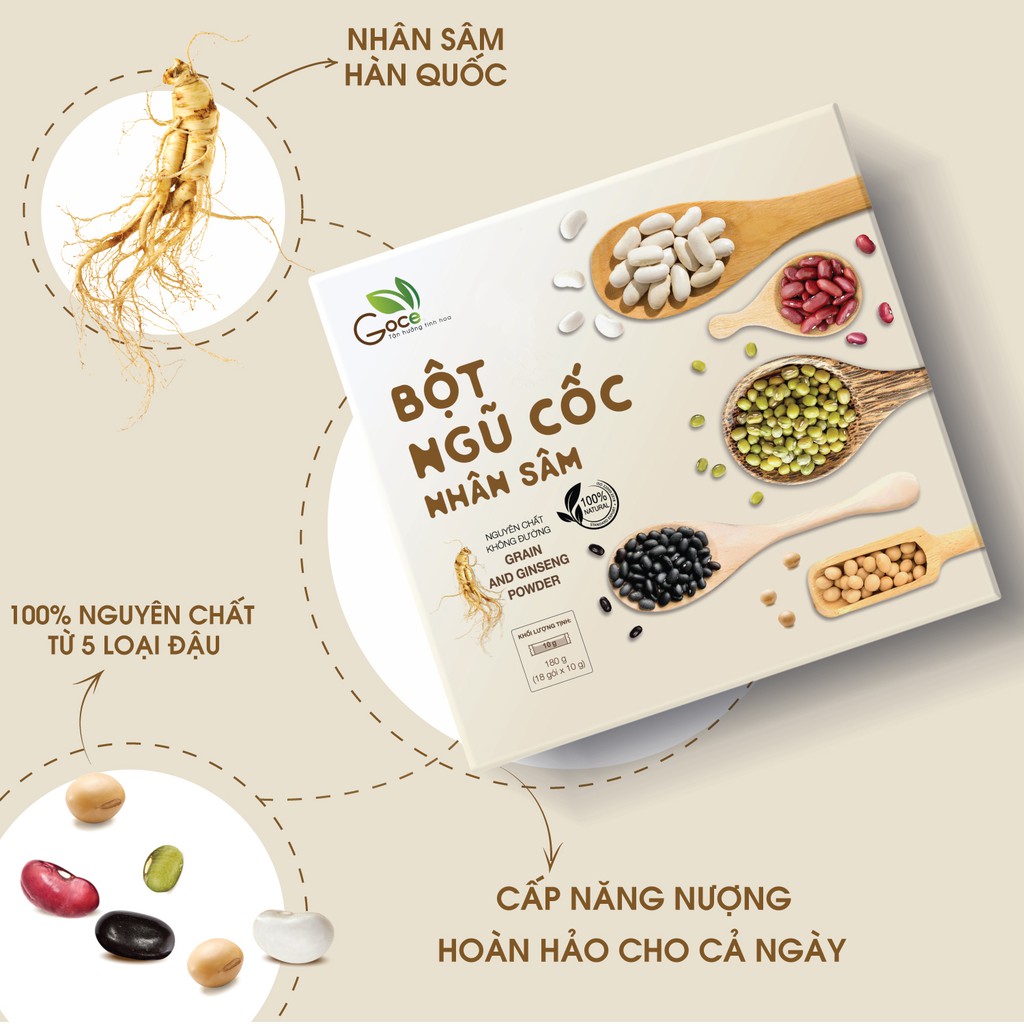 Bột ngũ cốc nhân sâm Goce - 180g (18 gói x 10g)