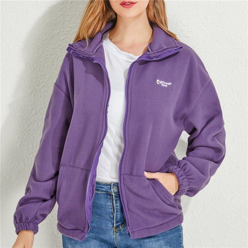 Long Sleeve Women's Zip-up Jacket Sweatshirt Spring Comfortable With Pockets