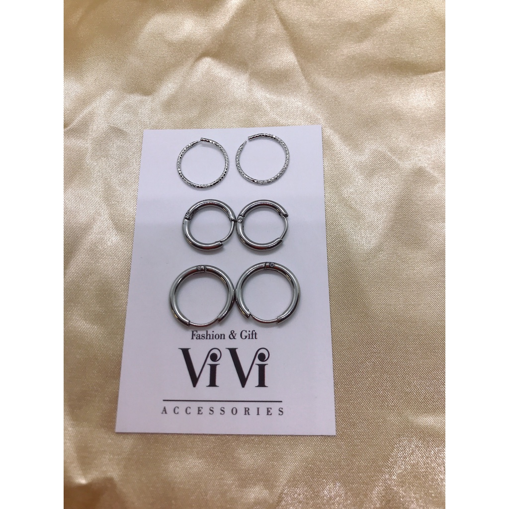 Bông tai nam/nữ khuyên tròn thép không rỉ – khuyên tai ViVi_Gift