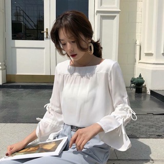 Áo tay loe thắt nơ