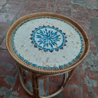 bàn trà mây tre đan