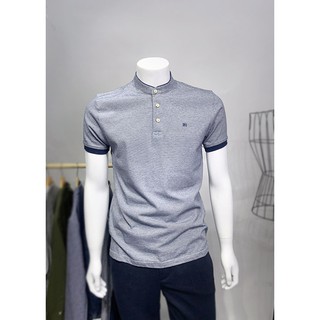 FO76 KHO HÀNG XUẤT DƯ - PEDRO DEL HIERRO - ÁO THUN NAM CỔ TRÒN (CỔ TRỤ) MÀU XANH DƯƠNG VÂN XÁM NHẠT