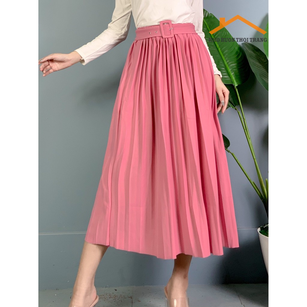 Chân Váy Xếp Ly Dáng Dài Kèm Đai | BigBuy360 - bigbuy360.vn