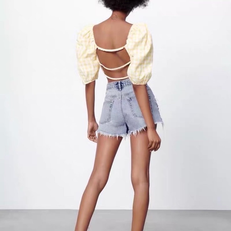 Áo tay bồng dáng croptop mẫu Zara xuất dư xịn like aut 99% mẫu mới 2022