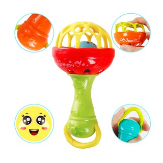 1 pcs Fun games baby soft rubber teether rattle rod multi-functional baby rattle stick with teether baby hand holding toy