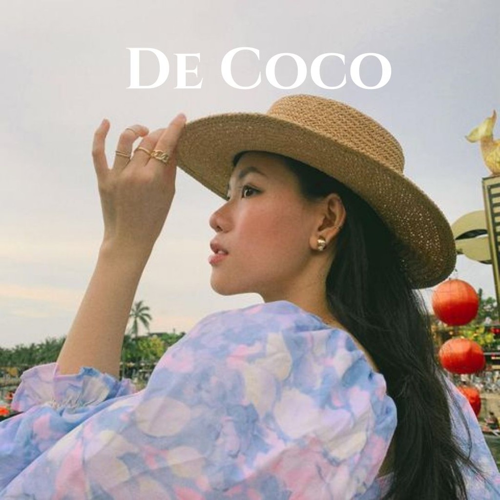 Mũ DECOCO ACC Panama, Gaucho Vintage cói gắn duy băng xếp nếp