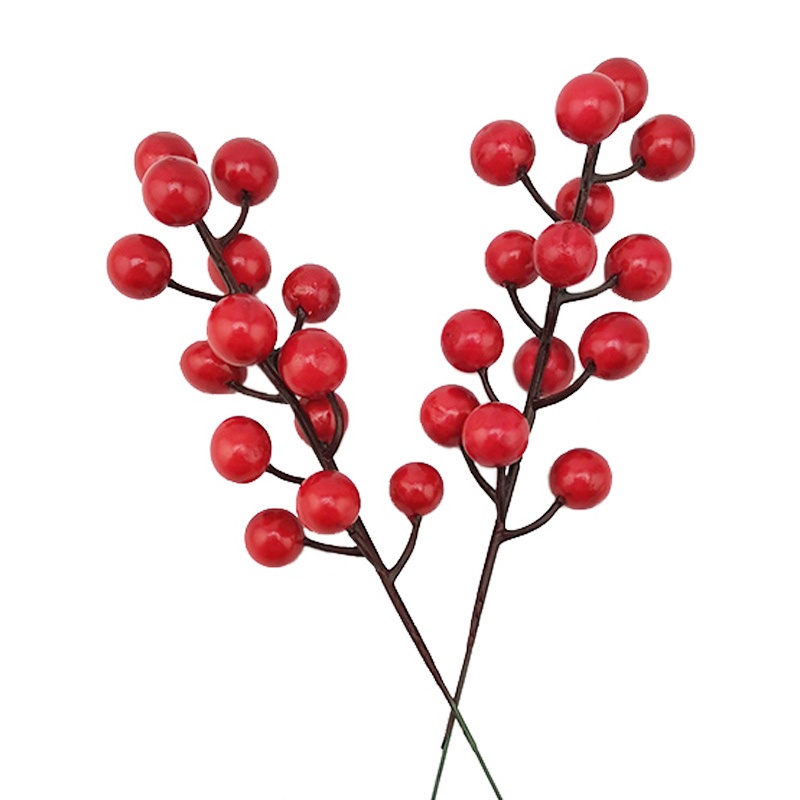 (Gói 5 Cái) Chùm Berry Giả 21cm Trang Trí Cây Thông Giáng Sinh