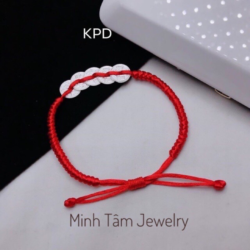 Vòng tay chỉ đỏ may mắn đồng xu bạc ta Đồng xu bạc ta tết vòng tay may mắn