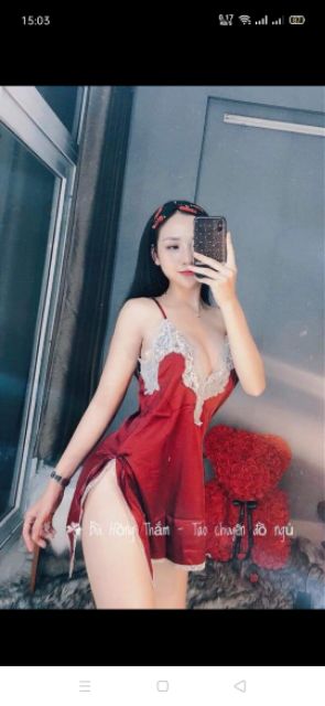 váy ngủ đầm ngủ lụa 2, dây pha ren mềm mại sexy gợi cảm