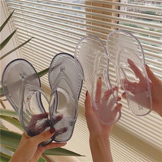 [TT Dép Xỏ Ngón Đi Biển Mùa Hè Phiên Bản Hàn Quốc Pha Lê Trong Suốt Đế Phẳng Chống Trượt Thời Trang Cho Nữ