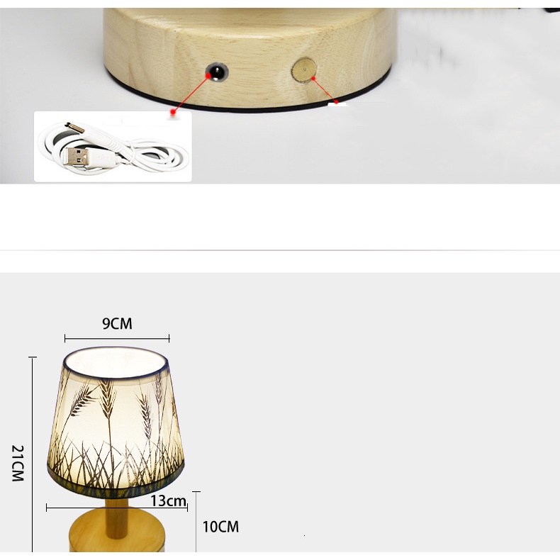 Đèn ngủ để bàn đế gỗ phong cách bắc âu