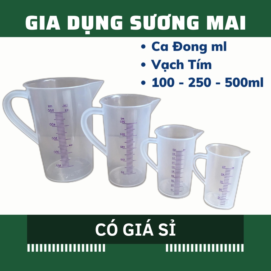 [Giá Sỉ] Ca Đong Chia Vạch tím Nước 100ml 250ml 500ml, Ly Nhựa Đong Nước