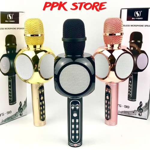 Micro karaoke bluetooth YS 90 cao cấp, Micro không dây tích hợp loa bass, tres - Bảo hành 6 tháng