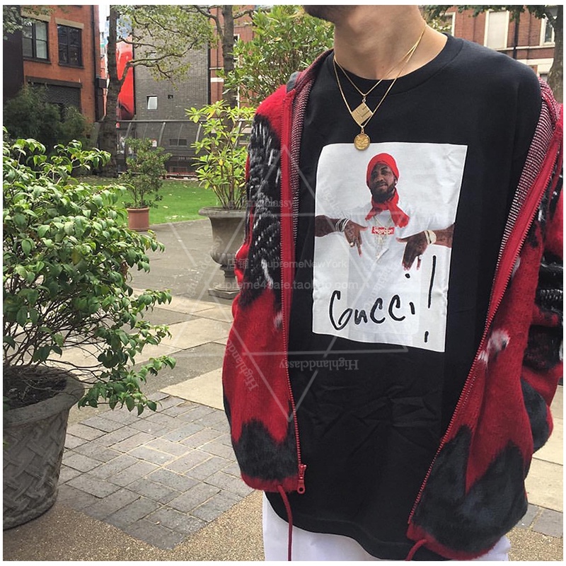 Áo Thun Tay Ngắn Cổ Tròn In Logo Supreme 16FW GucciS Mane Tee rapper Dành Cho Nam Và Nữ