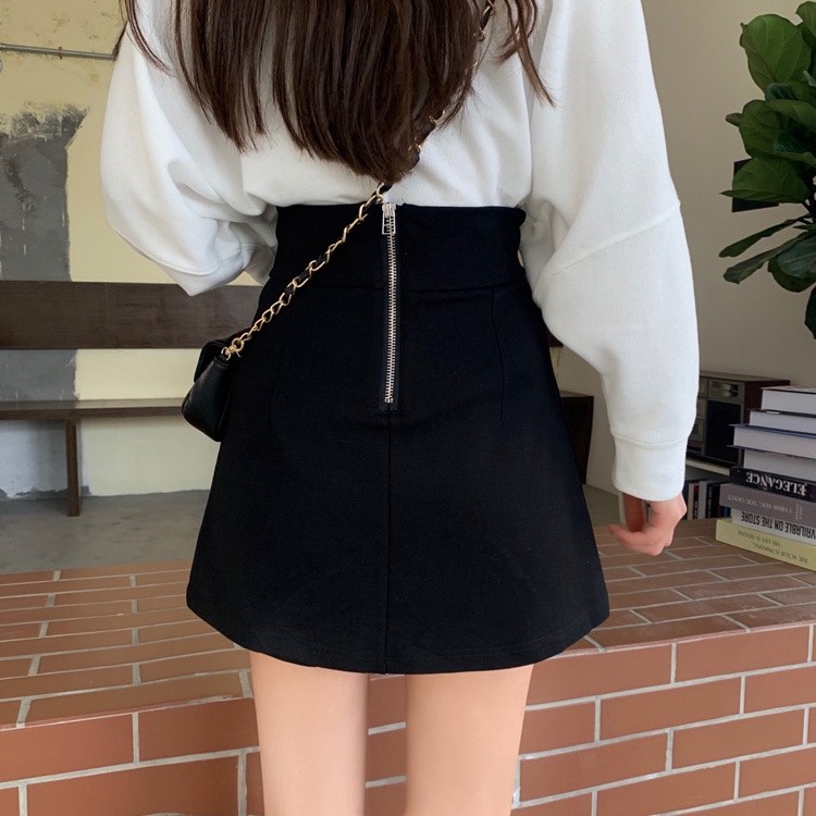 Chân váy dáng chữ A lưng cao màu đen cho nữ | BigBuy360 - bigbuy360.vn