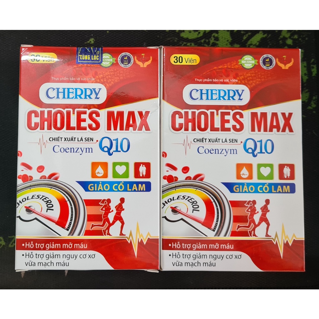 Cherry Choles Max (Hộp 30 viên) - Hỗ trợ giảm mỡ máu, hỗ trợ giảm nguy cơ xơ vữa động mạch