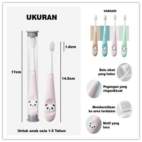 Bàn Chải Đánh Răng Silicon Mềm Hình Gấu Trúc Cho Bé 1-3-8-12 Tuổi